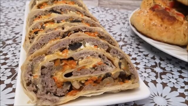 Конверты из лаваша с мясным фаршем, запеченные в духовке - рецепт простой закуски