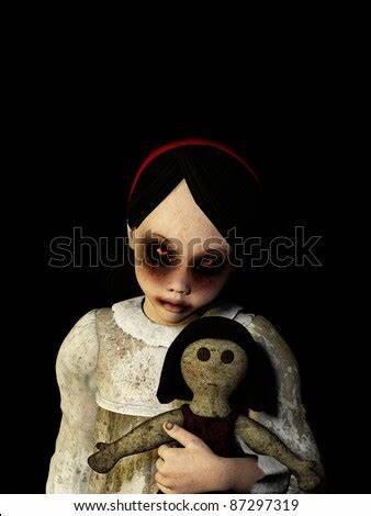 Сара попыталась выйти из комнаты, но ее ноги не двигались. Она была в ловушке, как и девочка с куклой. 
Девочка посмотрела на Сару, и ее глаза были темными и пустыми. "Ты не можешь уйти", - сказала она, ее голос был холодным и без эмоциональным. "Теперь ты здесь навсегда".

Сара почувствовала, как в груди поднимается паника. Она попыталась убежать, но дверь не поддавалась. Она оказалась запертой в комнате с девочкой и куклой.

По мере того как часы превращались в дни, Сара все отчаяннее пыталась выбраться. Она перепробовала все, что могла придумать, но ничего не помогало. Она оказалась в ловушке, как и девочка с куклой.

Однажды ночью, когда Сара лежала в постели, она услышала странный шум, доносившийся из коридора. Звук был похож на то, как будто кто-то скребется в дверь.

Подойдя к двери, она почувствовала, как сердце колотится в груди. Она боялась того, что может найти по ту сторону.

Но когда она открыла дверь, то увидела нечто такое, от чего у нее похолодела кровь. Это была кукла, сидящая на полу и смотрящая на нее своим единственным глазом-пуговкой.

Сара попыталась убежать, но оказалась в ловушке. Кукла держала ее в своей хватке, как и девочка.
По мере того как дни превращались в недели, Сара начала меняться. Ее разум затуманился, и она не могла вспомнить, кто она такая и как оказалась в этом доме. Она была лишь оболочкой себя прежней, пленницей в собственном теле. 
И вот однажды она увидела нечто такое, что прорвало туман в ее сознании. Девочка держала куклу, и ее единственный пуговичный глаз, казалось, наблюдал за ней. Внезапно она вспомнила, где видела эту куклу раньше.

Она была в доме ее бабушки, спрятанная в старой пыльной коробке на чердаке.

И тут она поняла. Кукла была проклята, и любой, кто вступал с ней в контакт, был обречен на жизнь в неволе.

Сара знала, что ей нужно делать. Она схватила куклу с колен девочки и разбила ее о стену. И когда осколки рассыпались по полу, она почувствовала, как с ее плеч снимается тяжесть.

Она была свободна. Но когда она вышла на улицу, на холодный зимний воздух, она поняла, что воспоминания о девочке и кукле будут преследовать ее вечно.