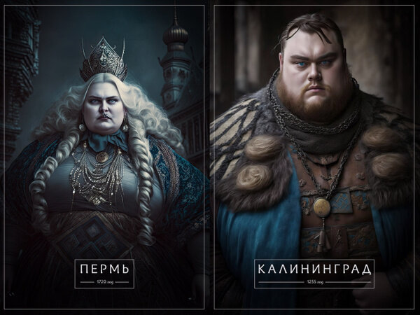 Представления Midjourney о Перми и Калининграде. Фото © Telegram / "Нейросеть видит"