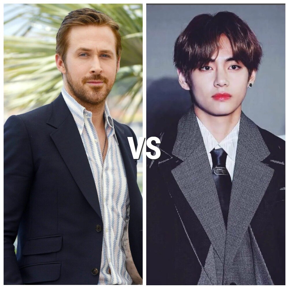 Слева - Райан Гослинг, американский актер, справа - Ким Тхе Хён, корейский певец