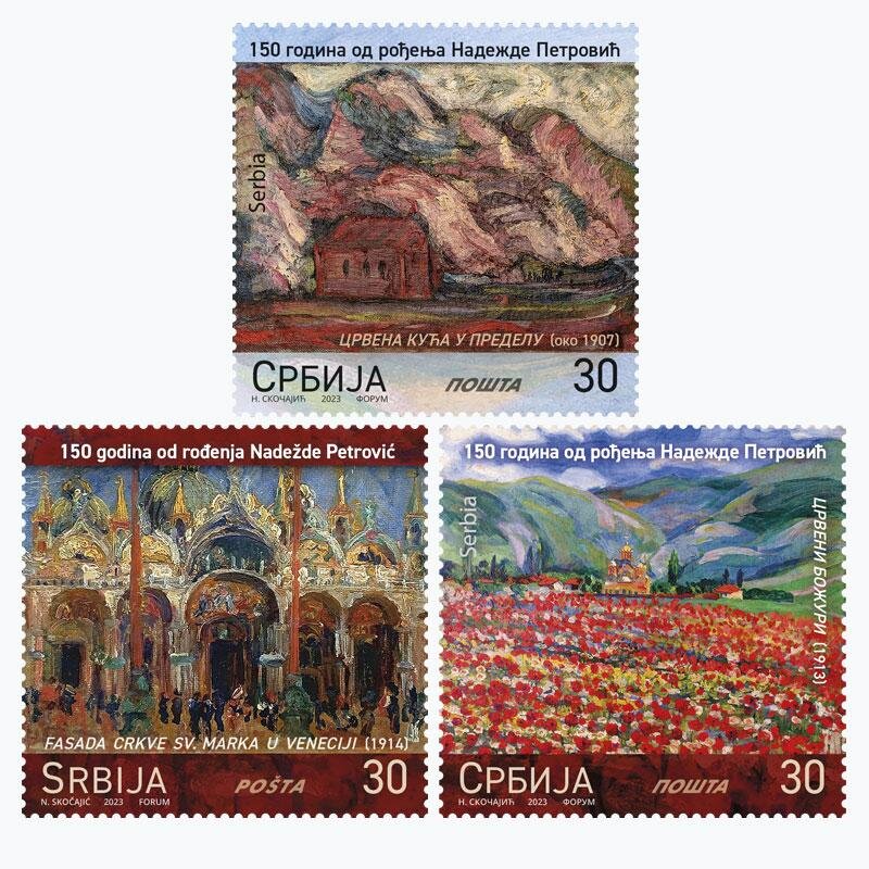 Красный дом в деревне (1907); Фасад церкви Святого Марка в Венеции (1914); Красные пионы (1913) примерный тираж 250 тыс.шт.