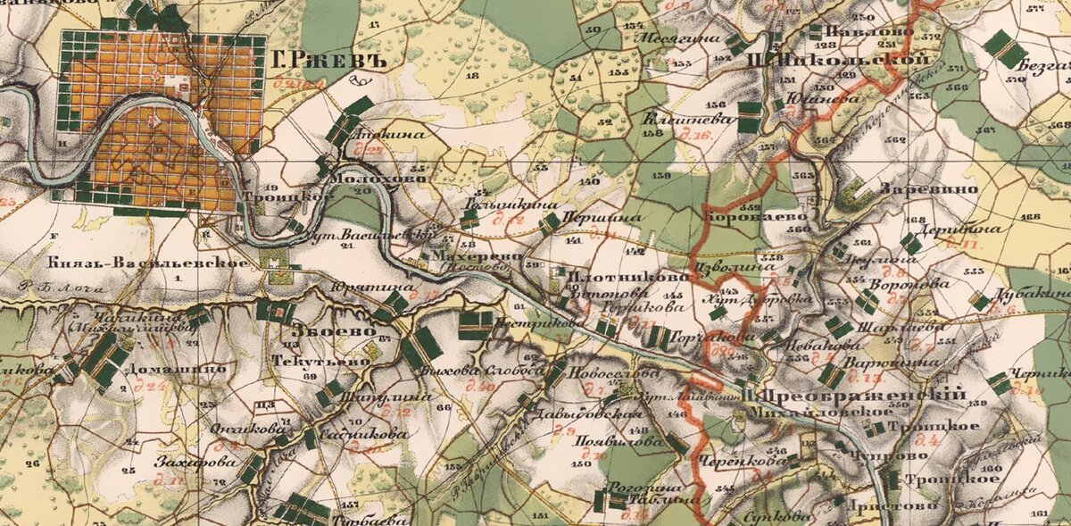 Фрагмент карты Менде Тверской губернии 1853 года