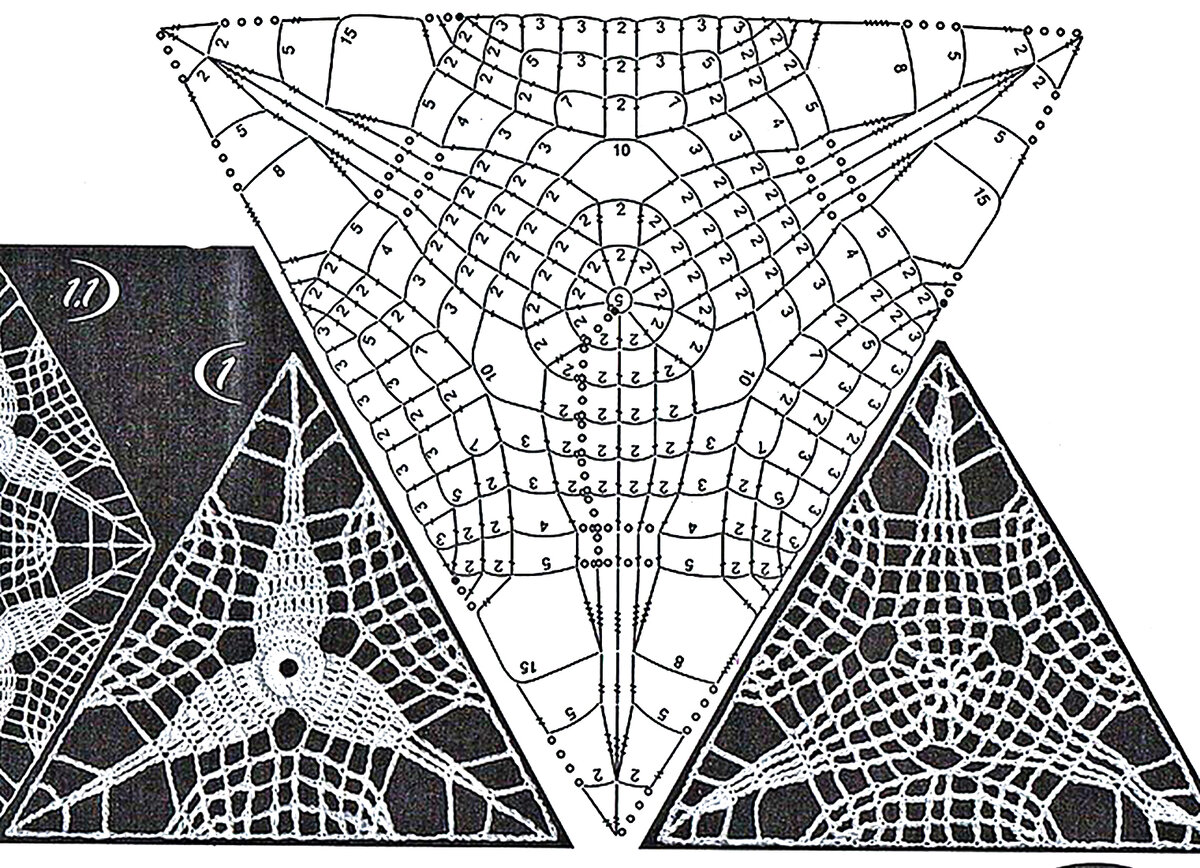 Треугольный мотив крючком - схема