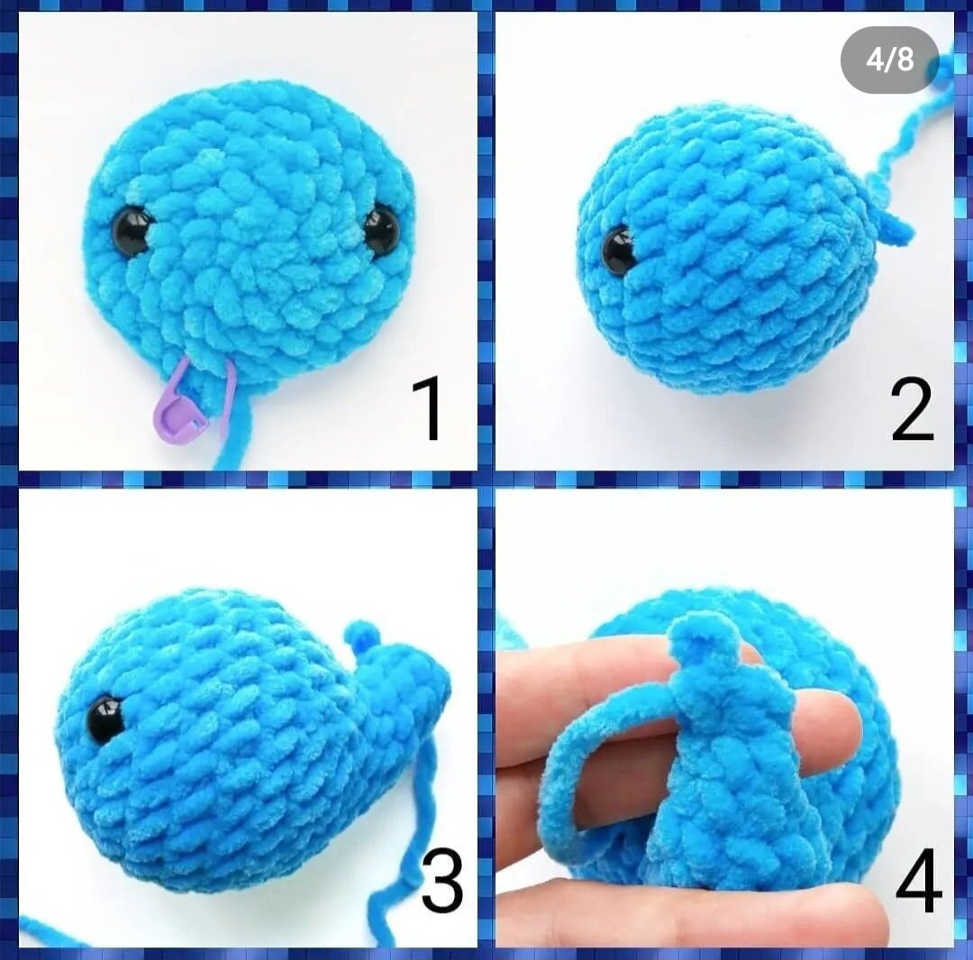 Кит кругляш мини амигуруми