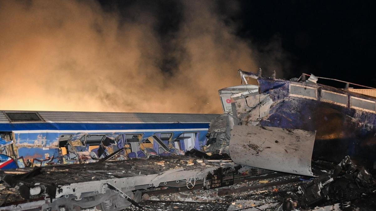    Столкновение поездов в Греции:Stringer / SOOC / AFP / Getty Images