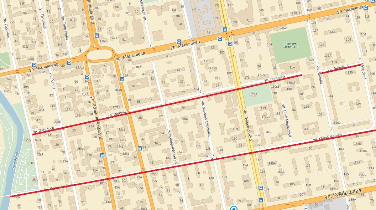 Карла Маркса - Энгельса (Екатеринбург) © Яндекс