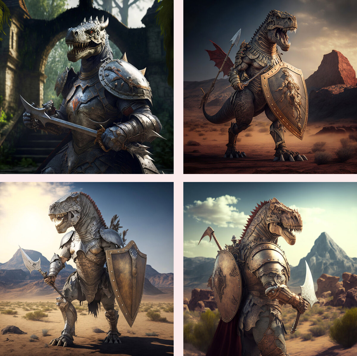 Тирекса узнаём сразу, а вот римского легионера с трудом, да и рыцарь… Но ведь тут совмещали несовместимое и впихивали невпихуемое.