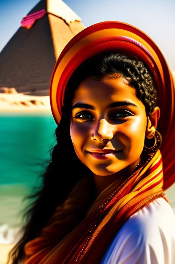 Картинка, созданная нейросетью по запросу "красивая египтянка"