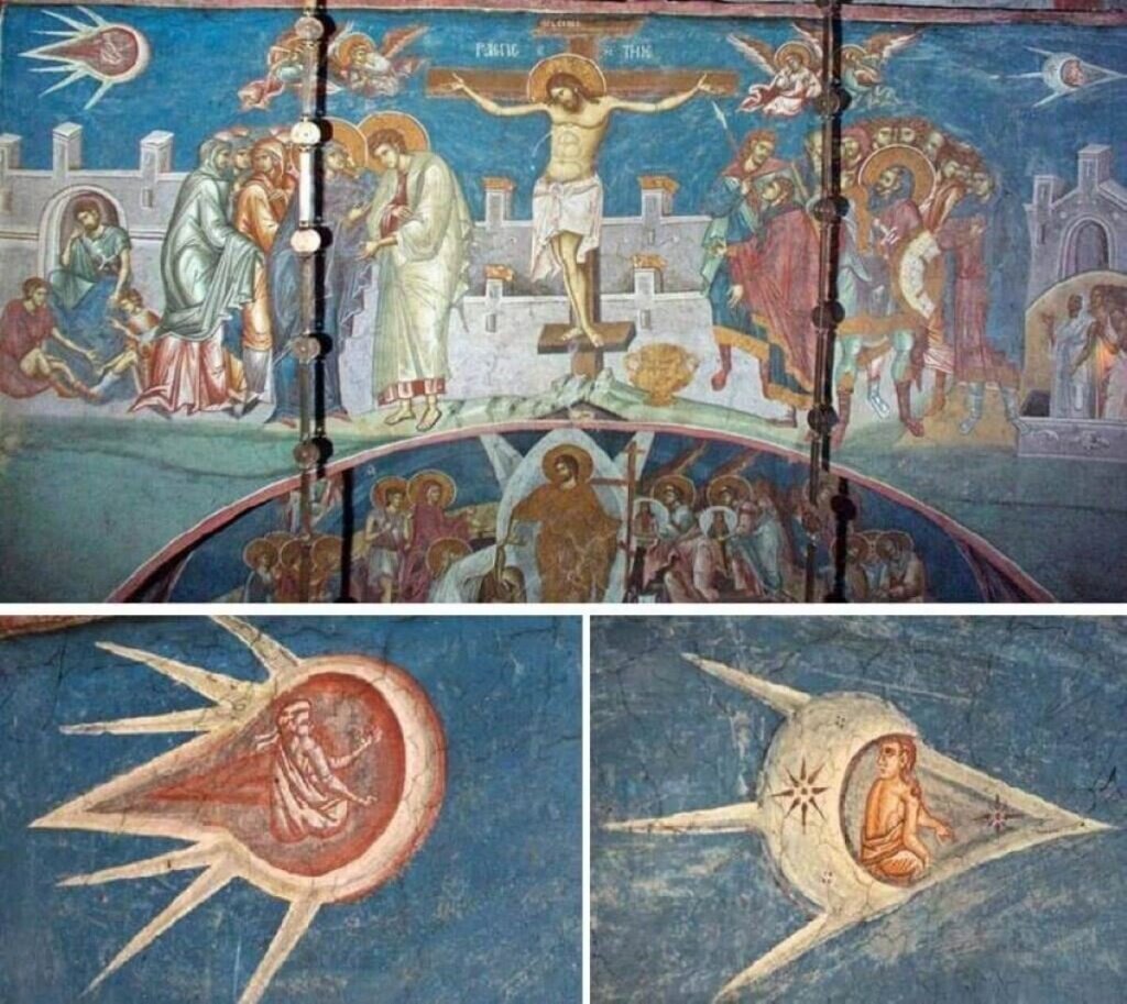 Фреска "Распятие" в монастыре "Высокие Дечаны" в Косове, 1350г.