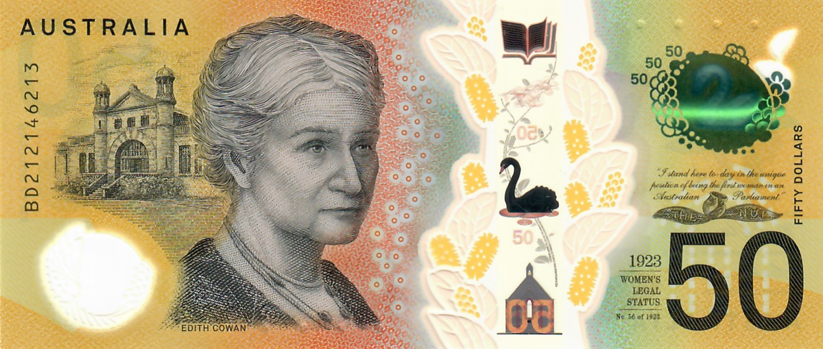Эдит Коуэн на Австралийской банкноте 