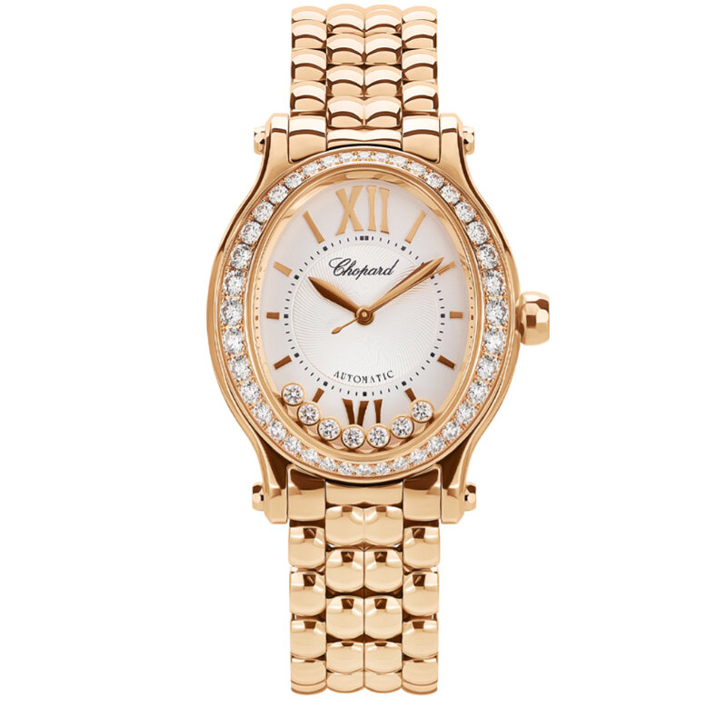 Часы Chopard Happy Sport с корпусом из розового золота с бриллиантами и плавающими бриллиантами
