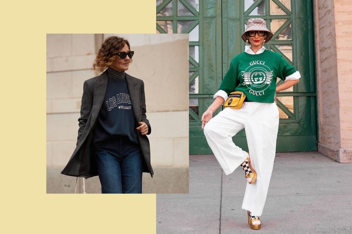     Как носить свитшот после 40: офисные и повседневные варианты