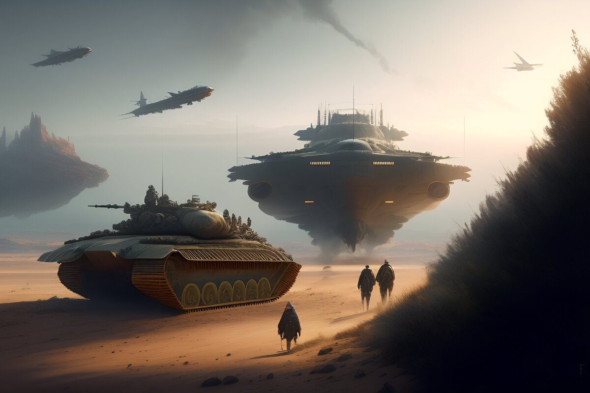 Баудаги и Ангомиты - две расы, которые веками враждовали за контроль над ресурсами в галактике. Их соперничество привело к бесчисленным стычкам и сражениям, но никогда еще оно не достигало такого масштаба, как в войне, которую им предстояло развязать за ресурсы. Баудаги обнаружили на отдаленной планете огромное месторождение урана, способное обеспечить энергией всю их цивилизацию на многие века вперед. Ангомиты, которые так же с трудом удовлетворяли свои потребности в энергии, решили оспорить права на владение урановым месторождением и мобилизовали свои силы, чтобы захватить контроль над ним. Они собрали штурмовые отряды,  состоящие из тяжелой пехоты и огромных боевых роботов и отправились для завоевания контроля над необходимым месторождением.   
Баудаги славились своим технологическим мастерством и разработали грозный арсенал оружия, включая тяжело бронированные танки, способные выдержать даже самые разрушительные атаки. Когда Ангомиты приблизились к планете, танки Баудага с грохотом ожили, тяжелые стационарные системы турелей были готовы к бою, их пушки были направлены на вражеские силы.

Две стороны столкнулись в яростном бою, лазерные лучи и плазменные взрывы озарили небо. Пехотинцы с обеих сторон столкнулись в кровопролитной схватке, танки и турели Баудагов были силой, с которой приходилось считаться, их толстая броня и мощное оружие делали их практически непобедимыми. Но у Ангомитов были свои хитрости в рукаве: они развернули огромных роботов, которые возвышались над полем боя, их массивные руки и ракетные установки сокрушали танки Баудагов.

Несмотря на первые успехи, Баудагцы вскоре обнаружили, что их превосходят Ангомиты и пустили в бой тяжелые космические истребители, способные наносить разрушительные орбитальные удары, от которых от войска Ангомитов оставались одни руины. Попытки Ангомитов противостоять им с помощью собственных космических кораблей были безуспешными, поскольку Баудаги уже установили свое господство в космосе, развернули мощные защитные энергетические поля, которые Ангомиты не смогли пробить и были разгромлены и в космосе. Эту битву выиграли Баудаги и заняли урановое месторождение, но это только лишь одна битва из многих, война только разгоралась. 
