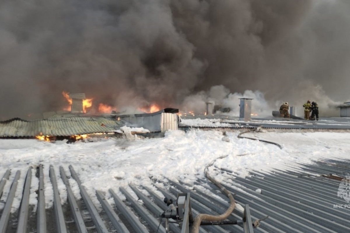    В Комсомольске-на-Амуре пожарные почти сутки тушили горящий склад