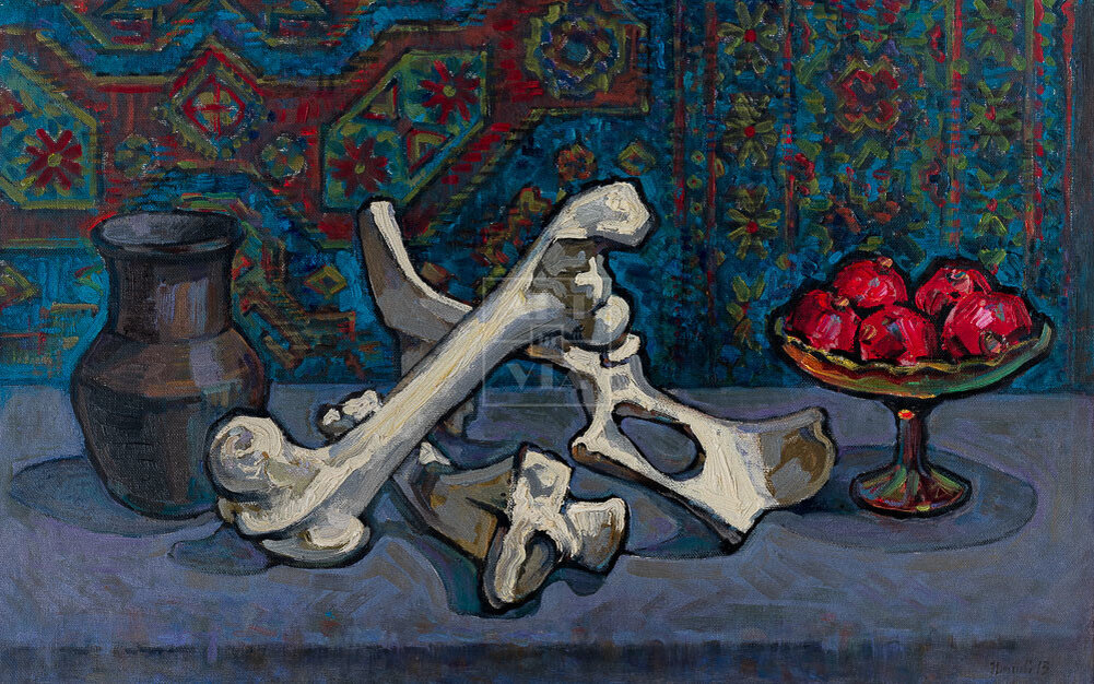 Картина «Кринка и кости». Художник: А. Попов. Размер: 120×73 см. 2013 г. Страна: Россия.