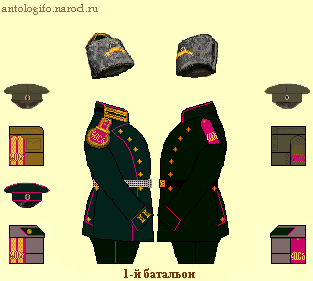Схема обмундирования 40-го Сибирского Стрелкового полка 1912 год
