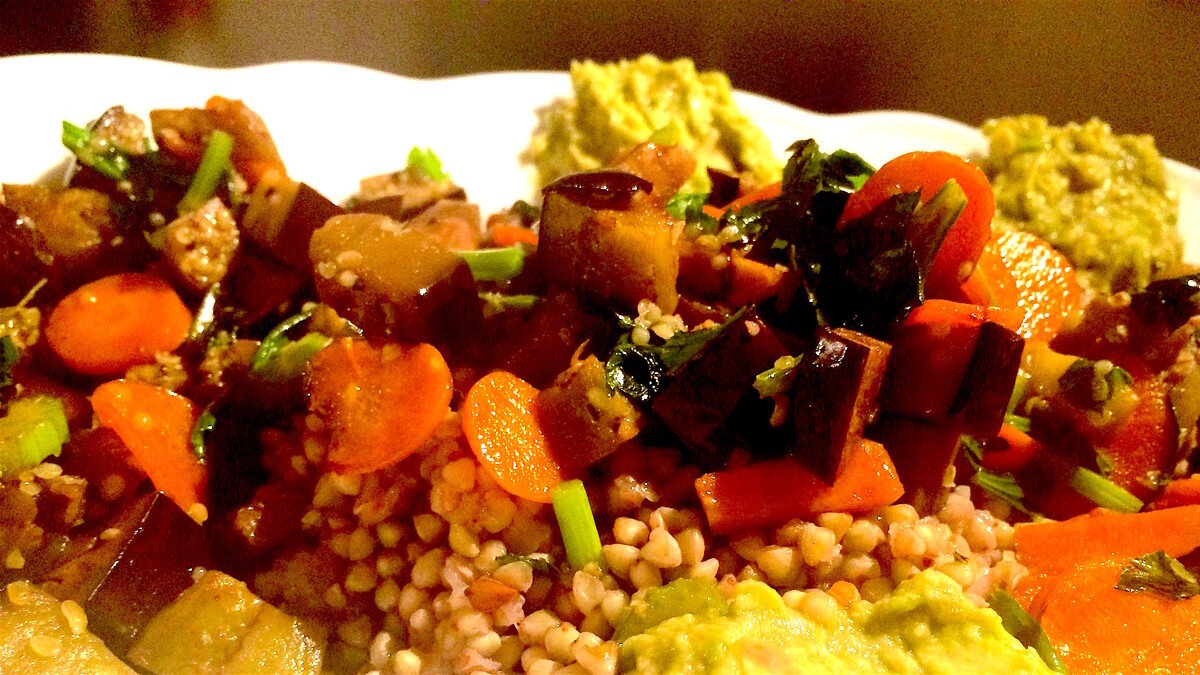    Гречка с баклажаном и овощами