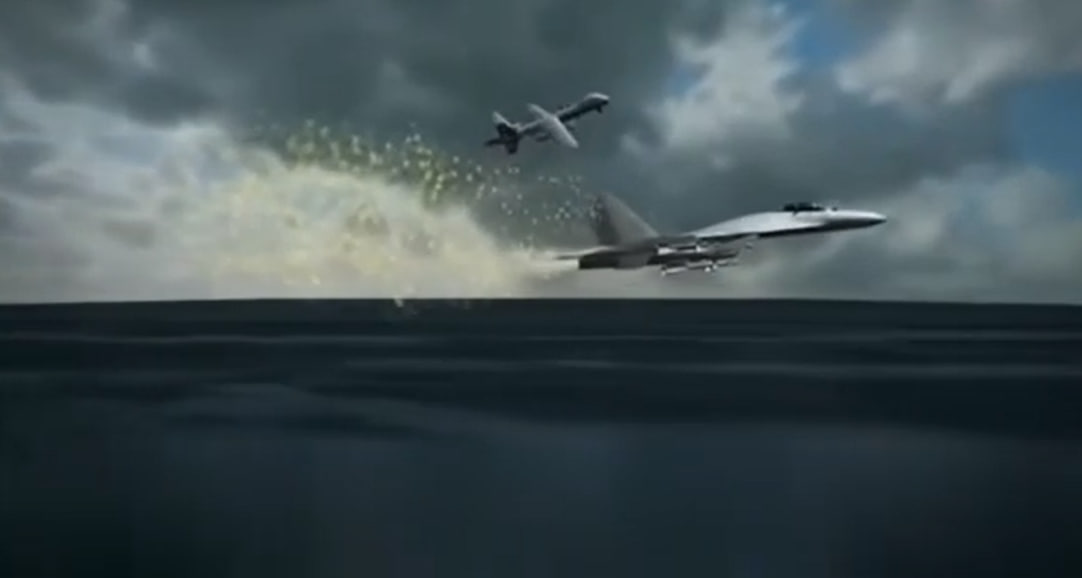   Смоделированное падение американского дрона MQ-9 Reaper в Черном море Цитата из видео