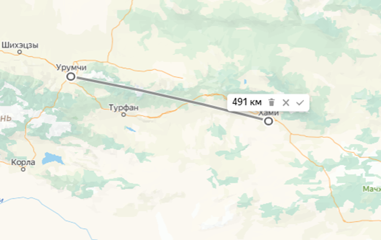 Урумчи - Хами (Яндекс)