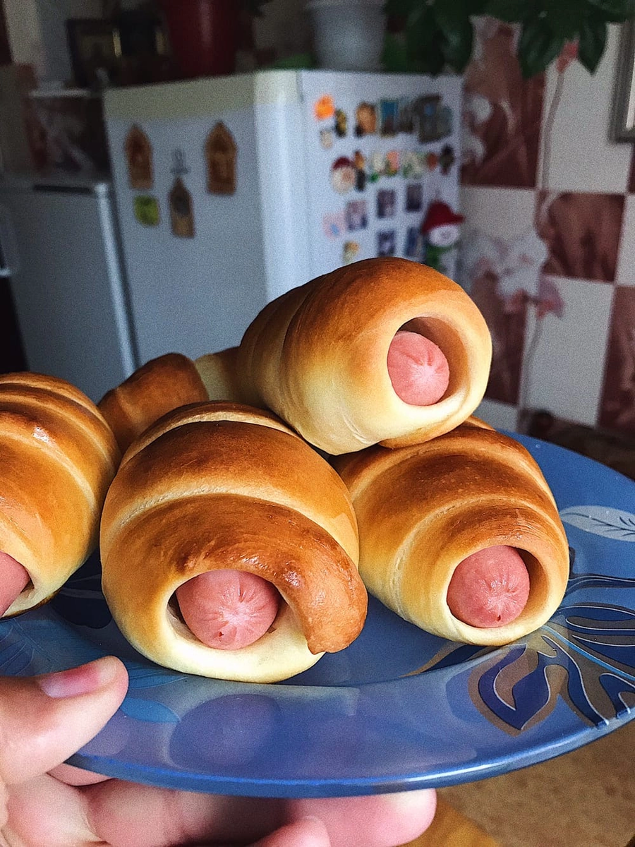 Готовые сосиски в тесте, нежное тесто!