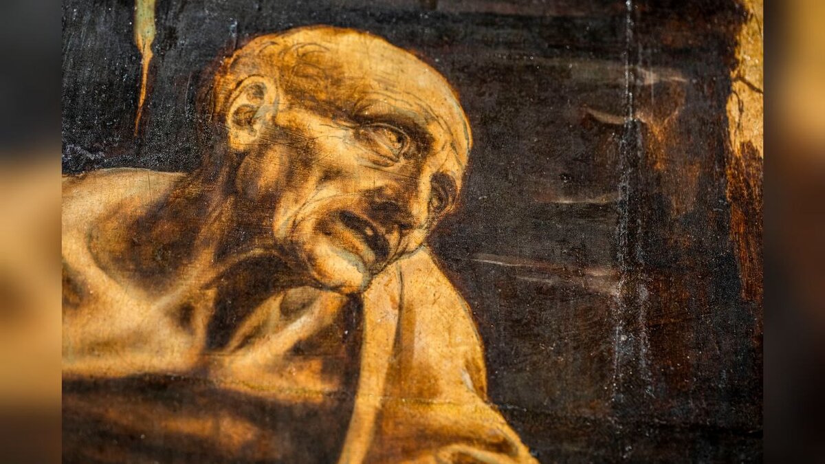 Леонардо Да Винчи - Святой Иероним, 1480 г. (фрагмент)