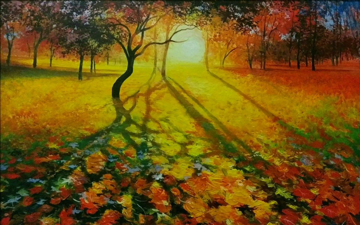 "Осенний закат" 2017г, акрил, двп  Источник изображения:https://vk.com/idv03nnsskl6