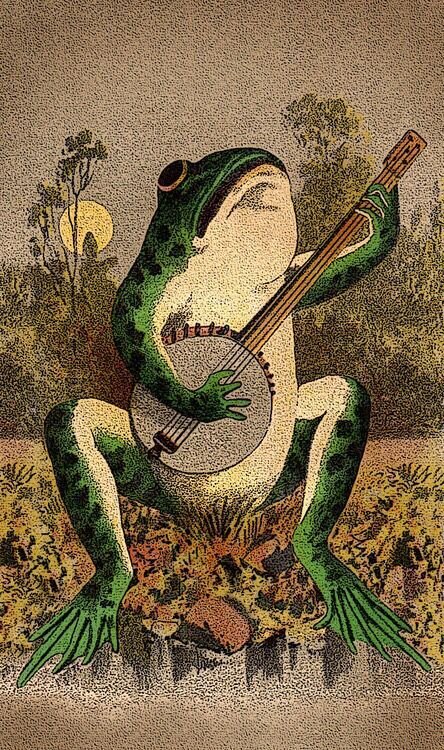 Frog playing a banjo