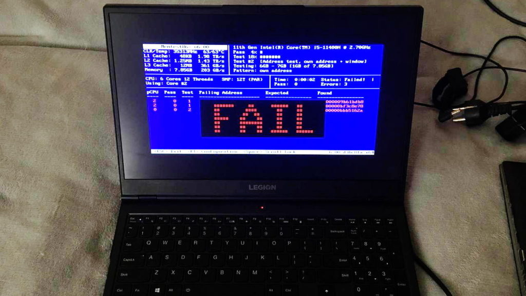 Lenovo Legion с бракованной памятью Samsung