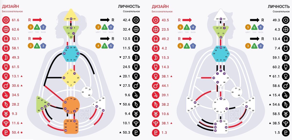 Карта мамы (слева), папы (справа)
