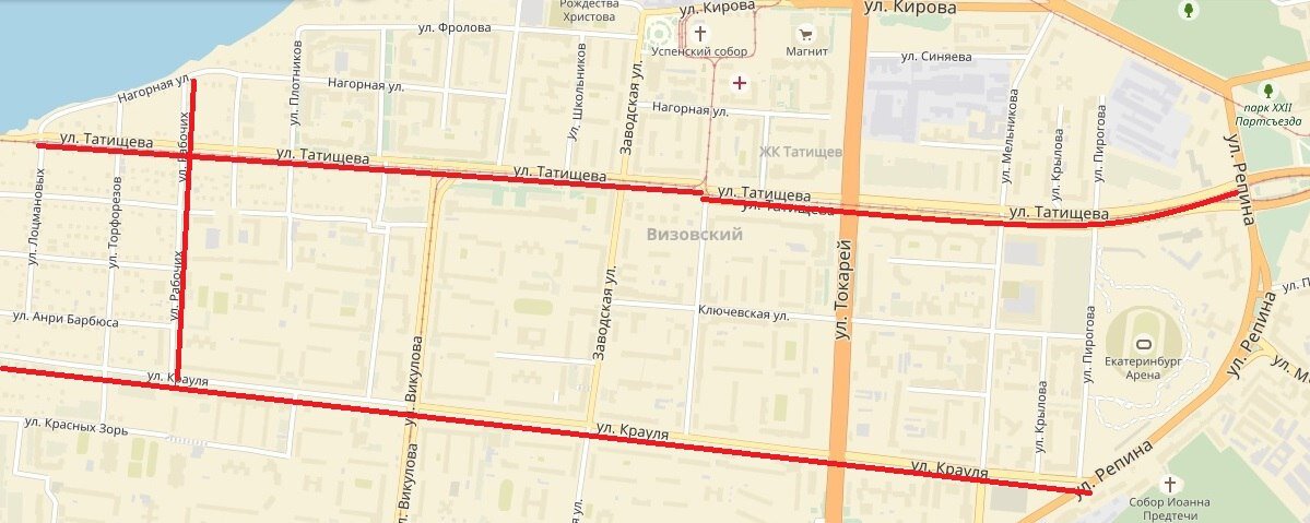 Крауля - Рабочих - Татищева (Екатеринбург)