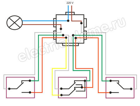 Схема подключения двойного проходного выключателя | биржевые-записки.рф