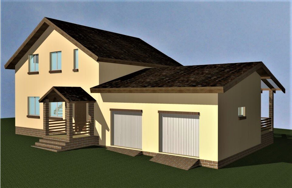 Архитектурное решение, когда гараж отдельным блоком пристроен к дому