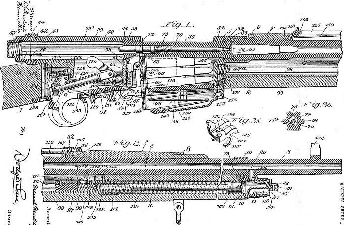 Винтовка Мондрагона. Рисунок из патента.