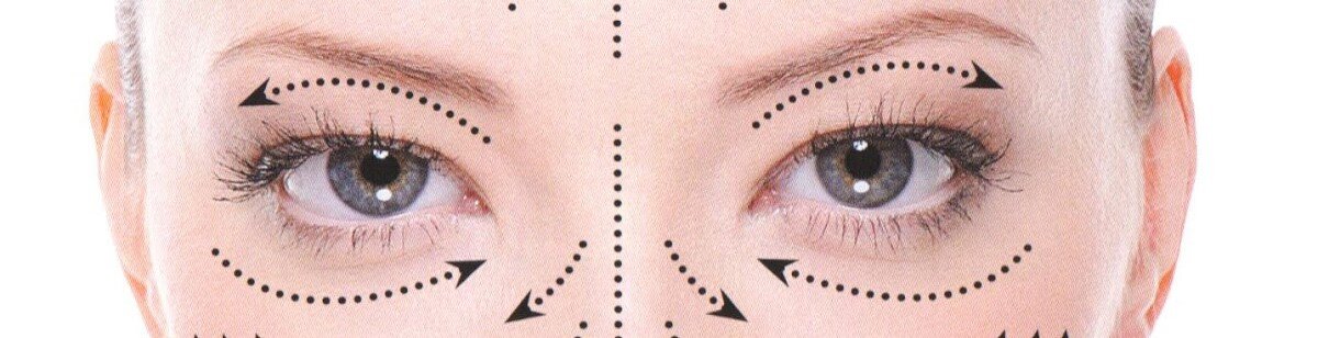 Схема массажа зоны вокруг глаз