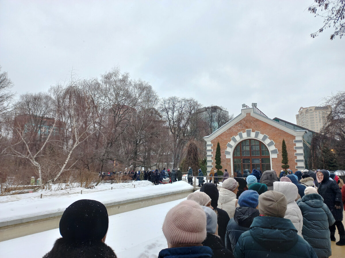 Очередь от входа до угла оранжереи