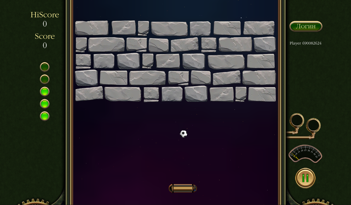 Первый уровень игры "Арканоид приключение"