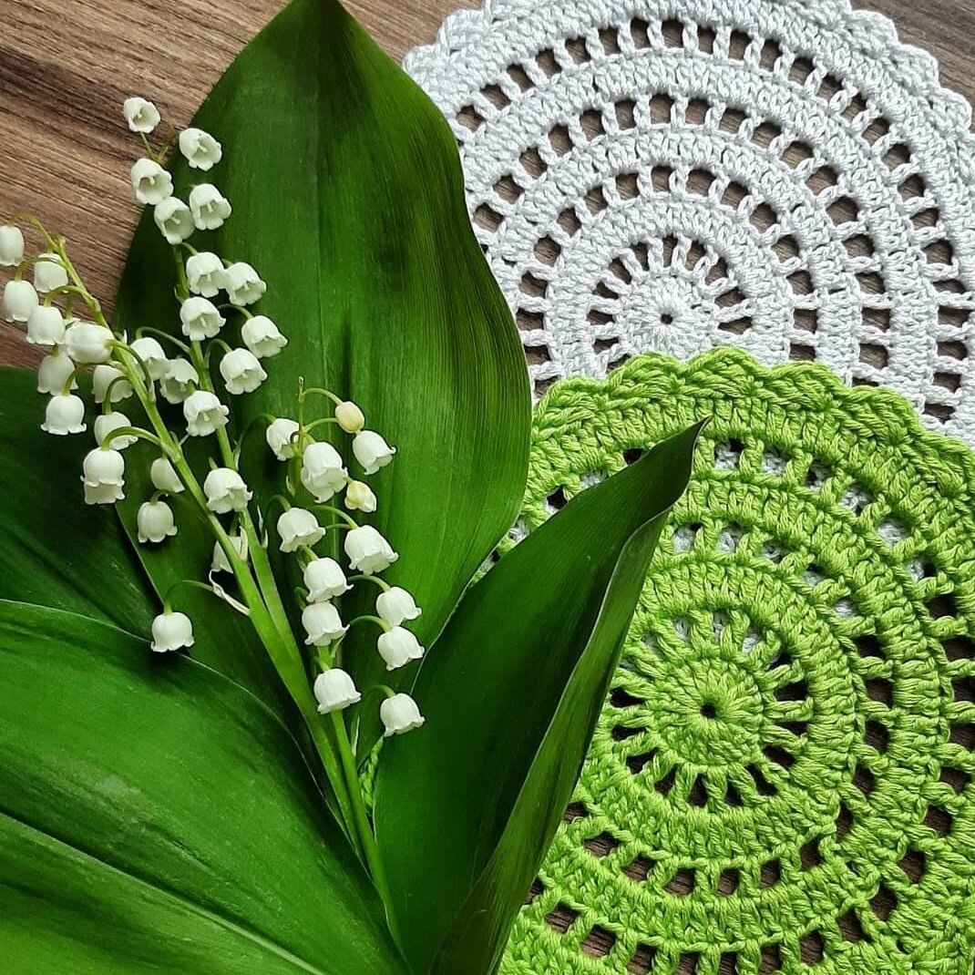 Вот, например, две салфеточки, связанные мною для использования при фотографировании.