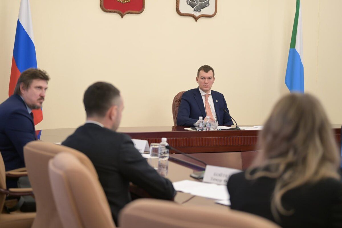 Фото: телеграмм канал губернатора Хабаровского края Михаила Дегтярёва совещании с представителями ВЭБ.РФ, холдинга «Бакулин Моторс Групп» и Корпорации развития Дальнего Востока и Арктики.