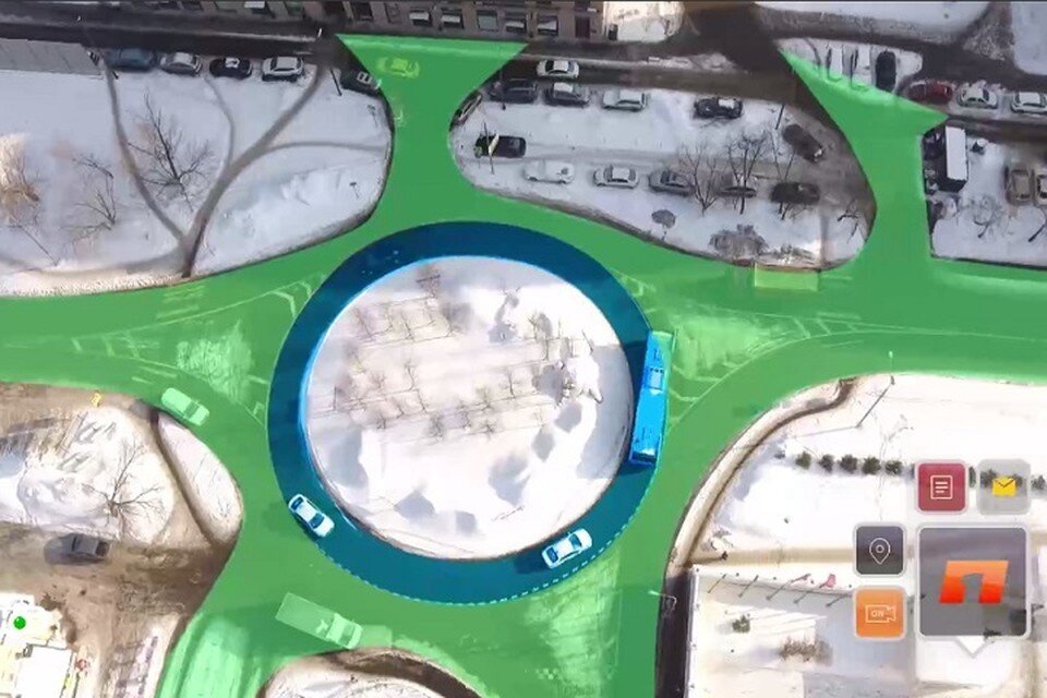     В некоторых случаях приоритет в России будет у тех, кто заезжает на круг. Скрин видео НТВ