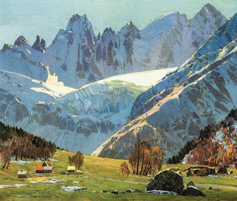 Иван Гречишкин "В горах". Источник: https://svistanet.com/hudozhniki-i-art-proekty/kartini-i-zhivopis/xudozhnik-ivan-grechishkin-zavorazhivayushhaya-krasota-mira.html