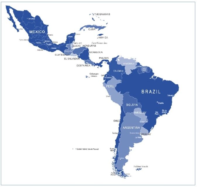 Карта латиноамериканских стран
