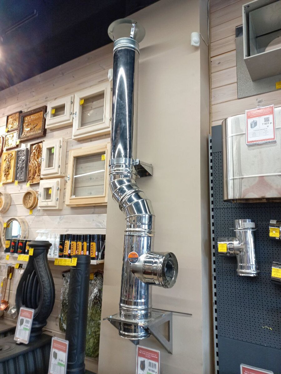 Вариант дымохода, который монтируется снаружи дома, по стене