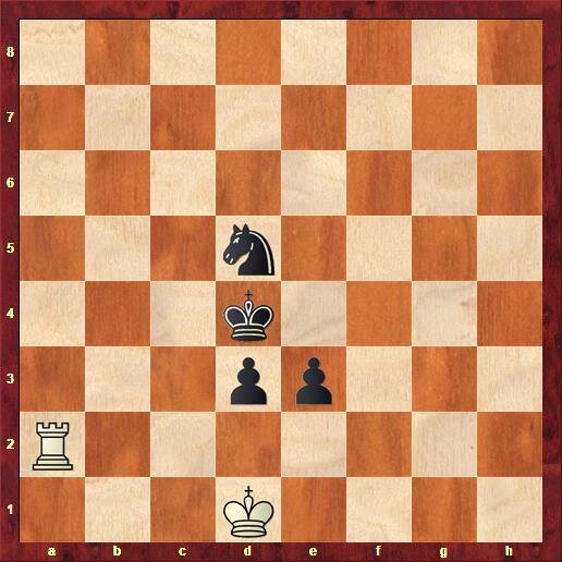 Ход белых. Черные выигрывают.