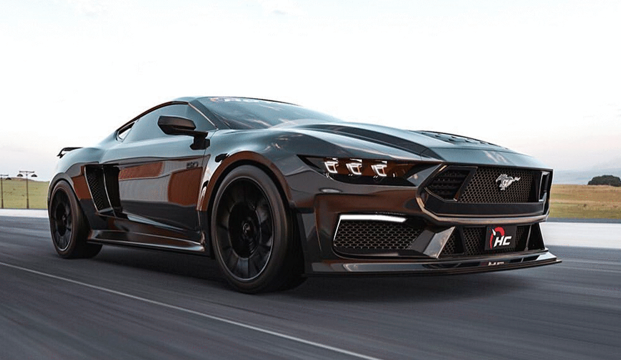 Рендер спортивного Ford Mustang 2024  с двигателем в центре