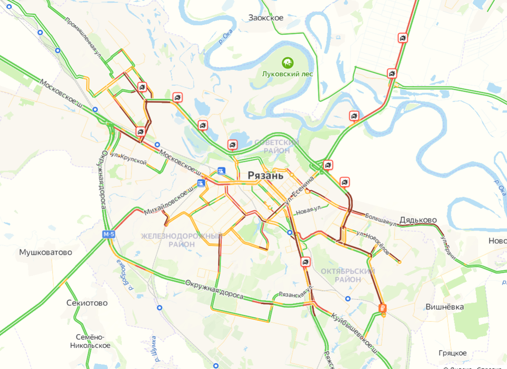 Карта рязани пробки сейчас