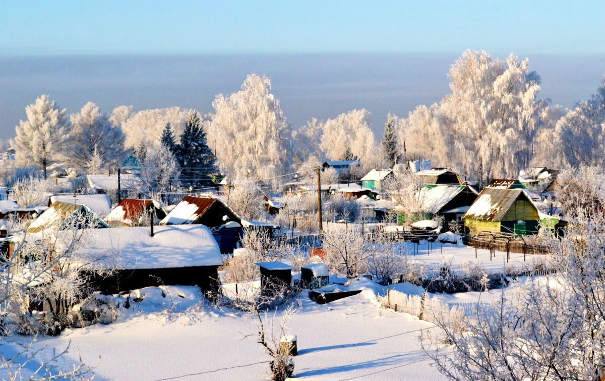 Зима в деревне картинки