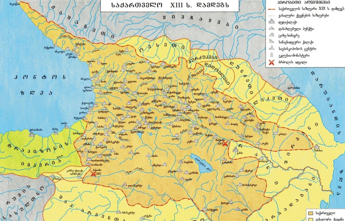 Грузия при тамаре карта