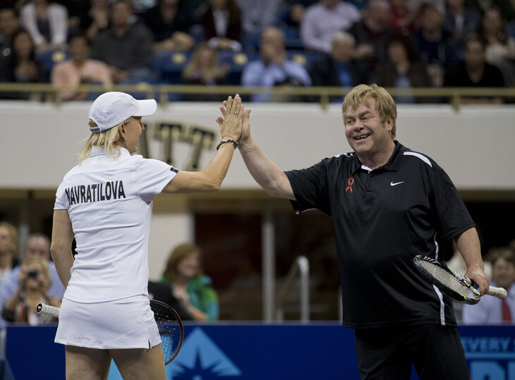     Навратилова с Элтоном Джоном в 2012-м году. Фото: Fred Mullane/ZUMAPRESS.com/Global Look Press