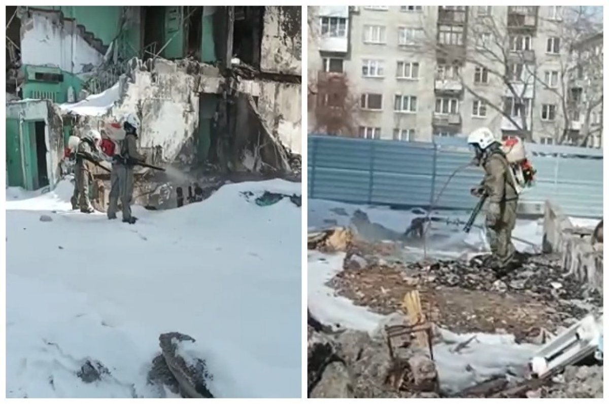    В Новосибирске показали видео дезинфекции дома после взрыва на Линейной