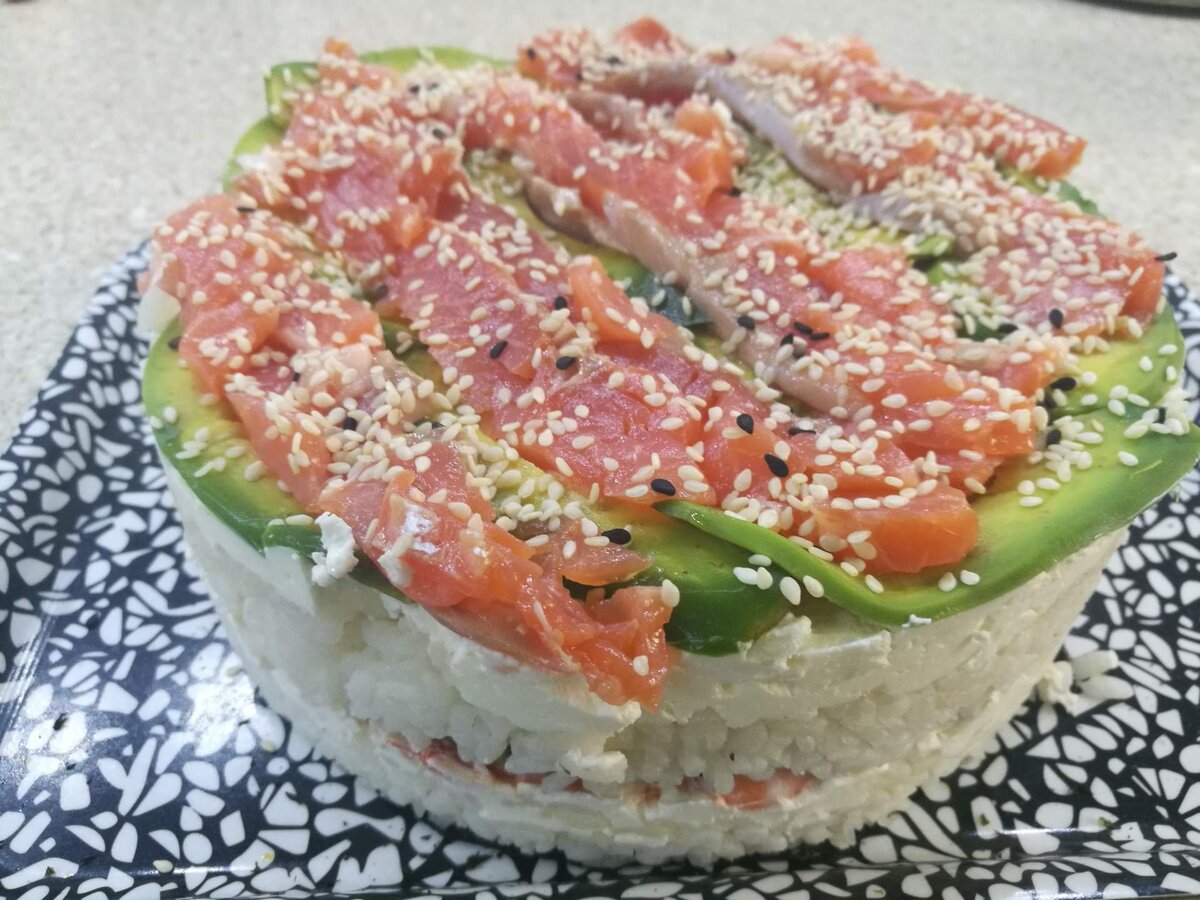Суши-торт, пошаговый рецепт на ккал, фото, ингредиенты - Виктория